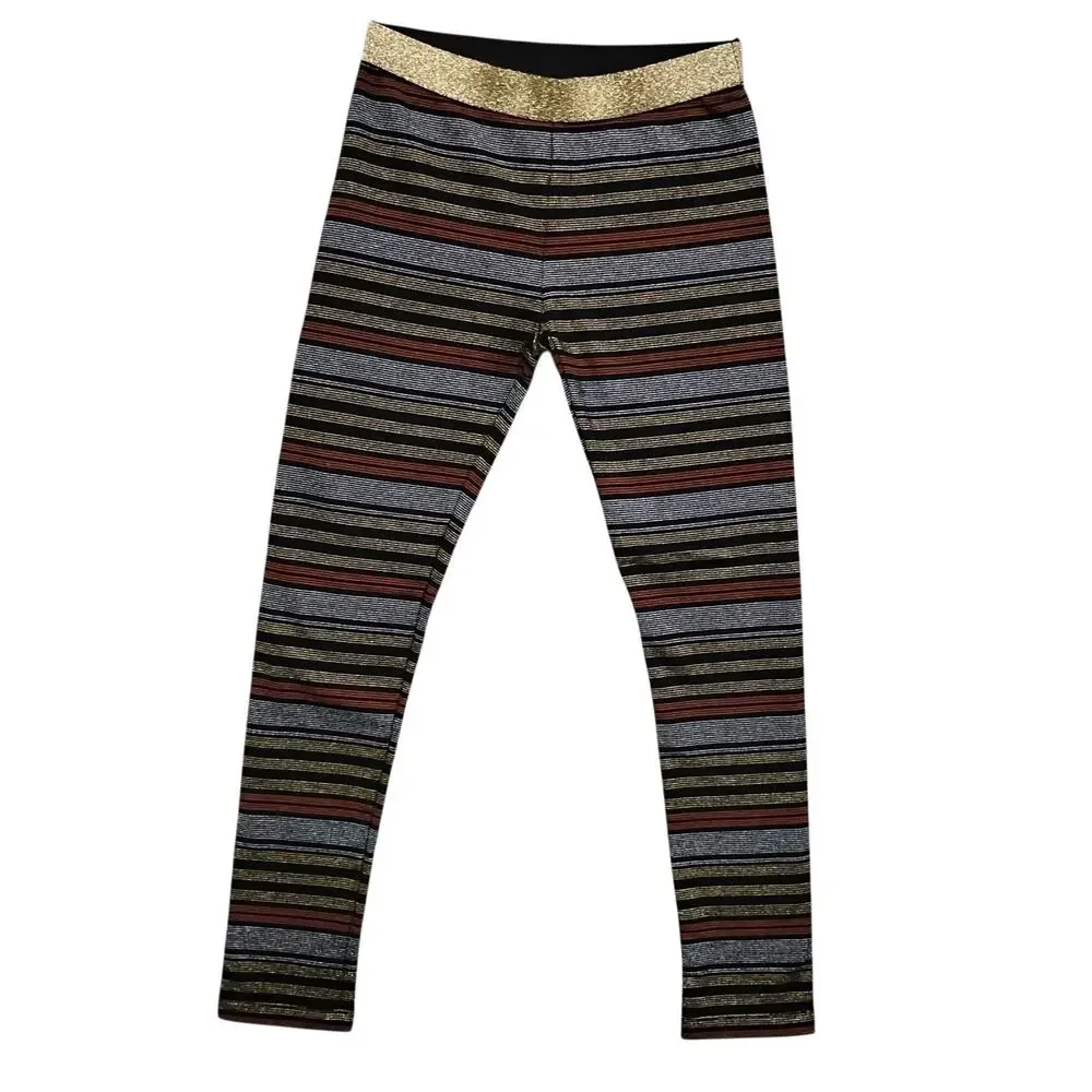 Gymboree Striped Leggings Metallic Tones Size Medium (7-8)